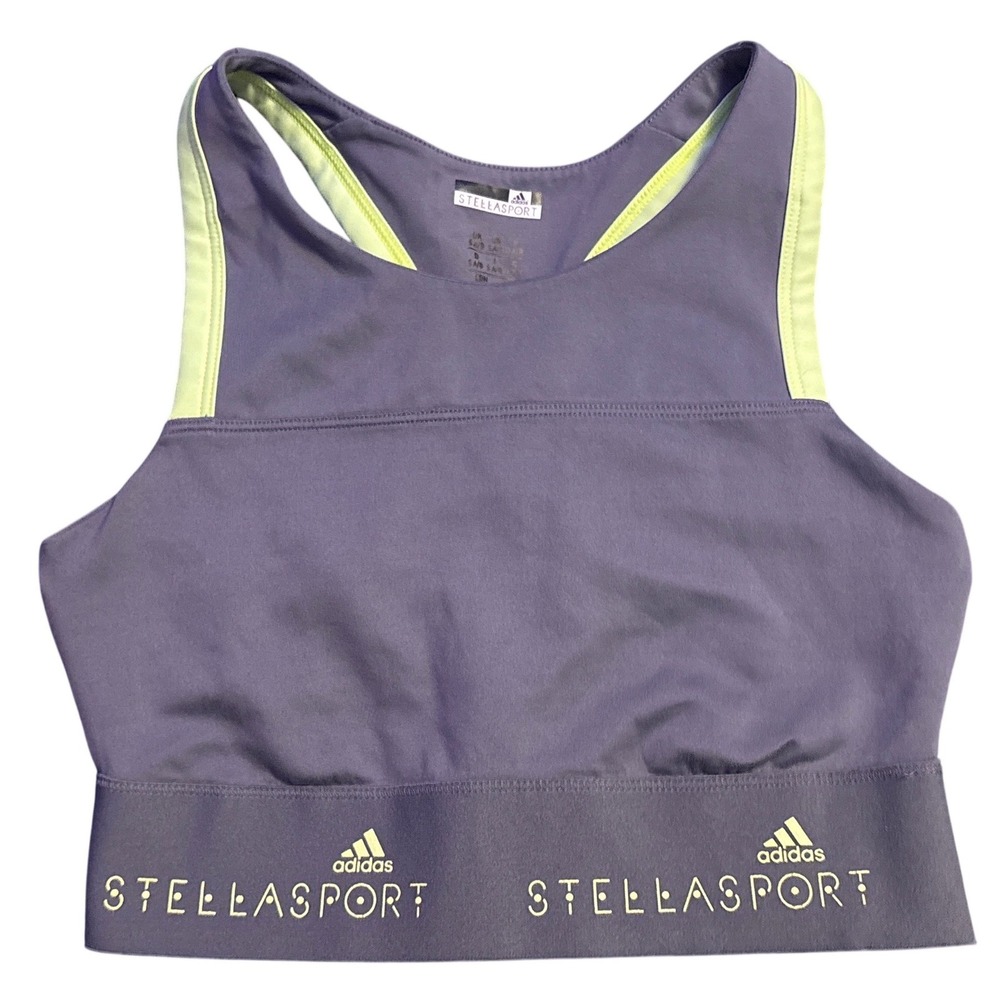 Adidas StellaSport Stella McCartney Climalite Sports Bra Gray Lime S A/B